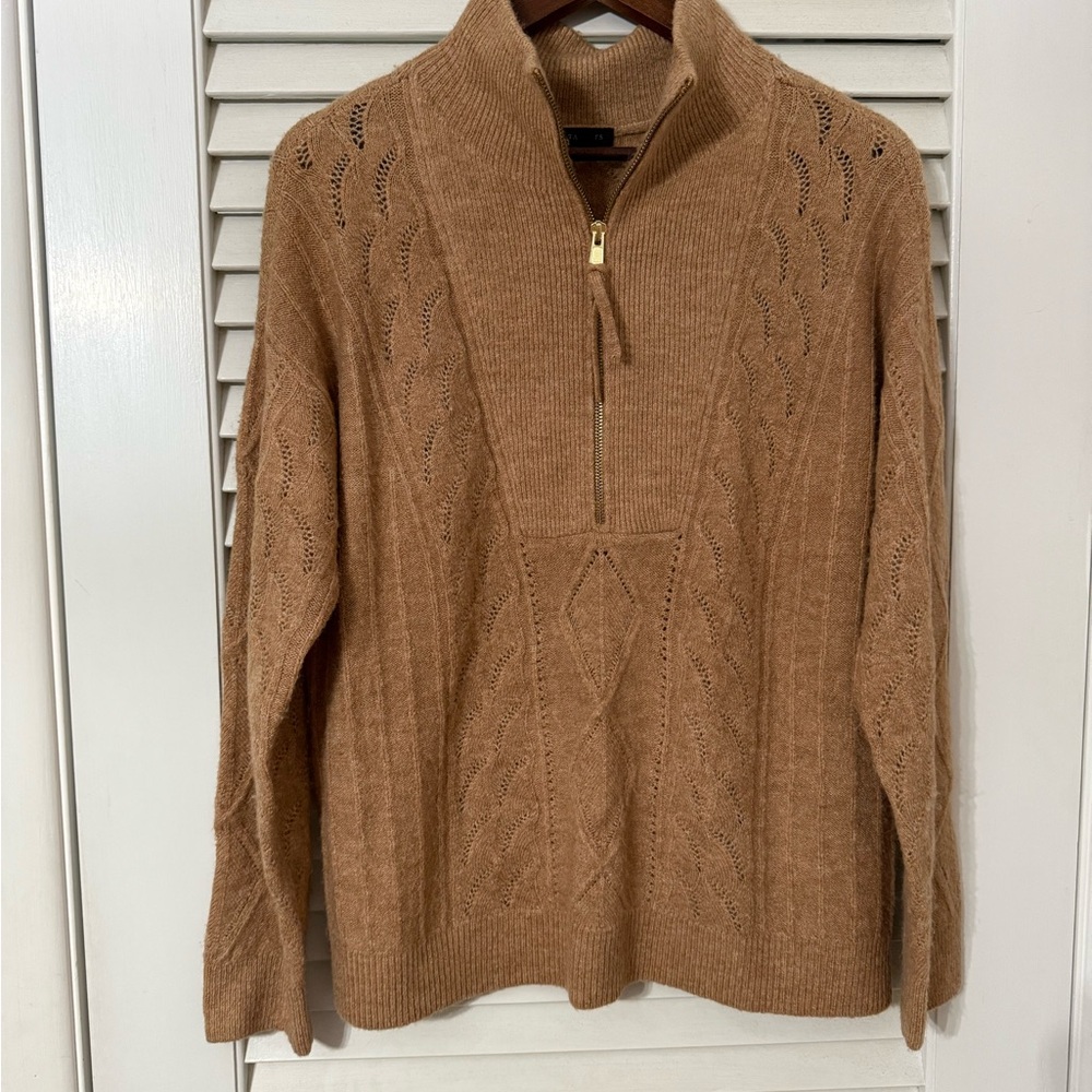 Talbots Camel Knit half zip Sweater